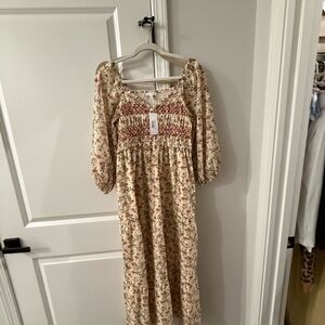 Baltic Born Cream Floral Maxi Dress with Smocked Bodice